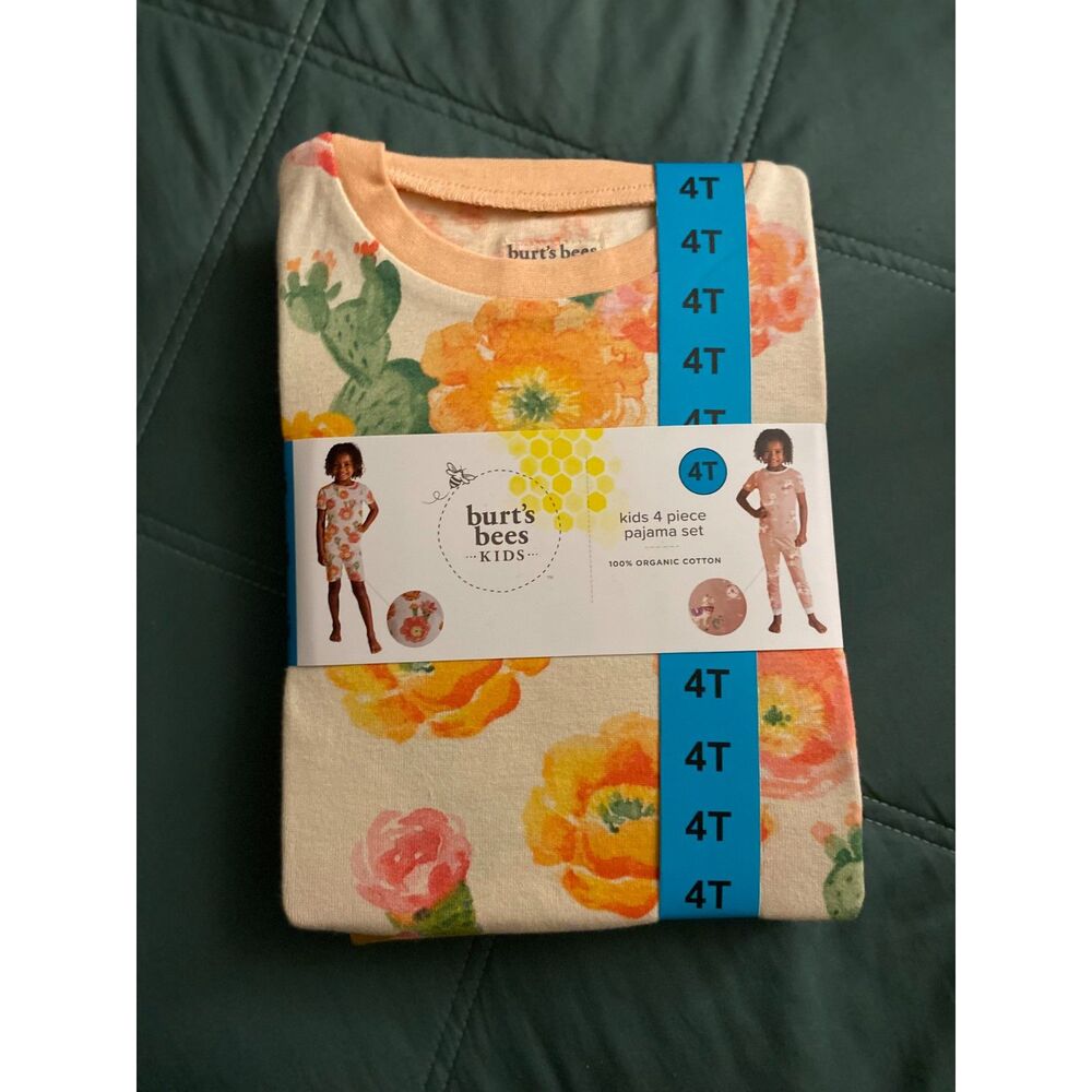 100% Organic Cotton Kid's 4T Burt's Bees 4 Piece Set New